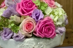 Brautstrauß violett-rosa-grün